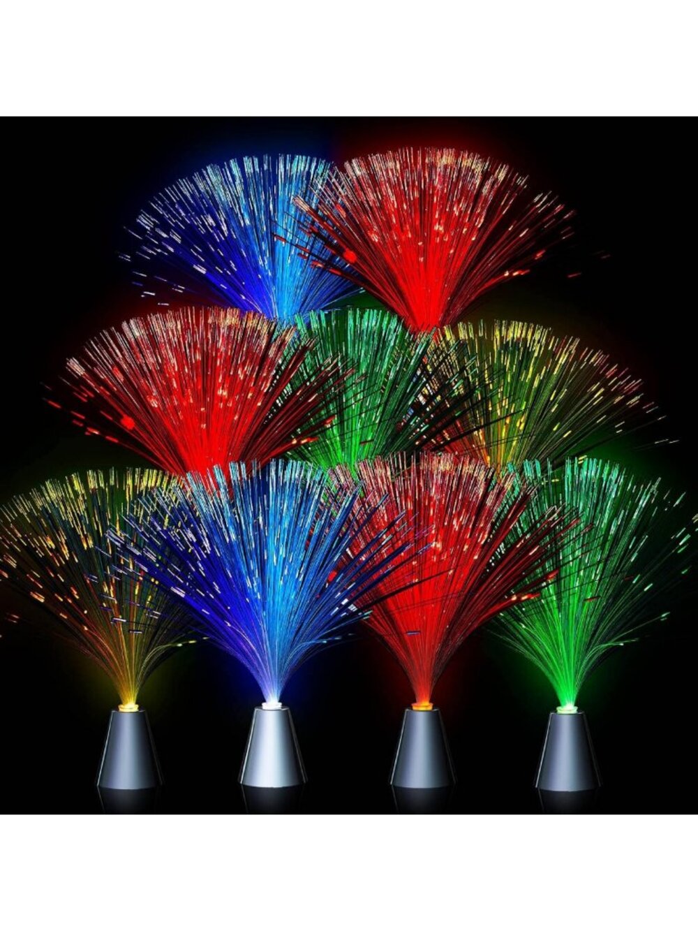 Color Changing Fiber Optic Lamp - 13.5" Crystal Base Table Centerpiece Decor for